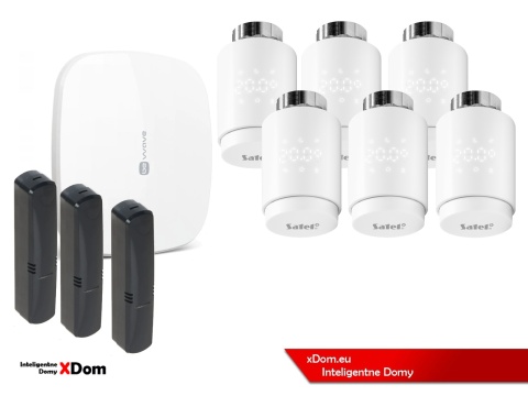 Zestaw SATEL BE WAVE Smart HUB + głowice termostatyczne ART-210BG ABAX2 + czujnik temperatury
