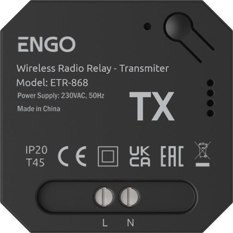 ENGO Controls ETR-868 - Przekaźnik bezprzewodowy EngoLink, sterowany radiowo, 868Mhz, 230V
