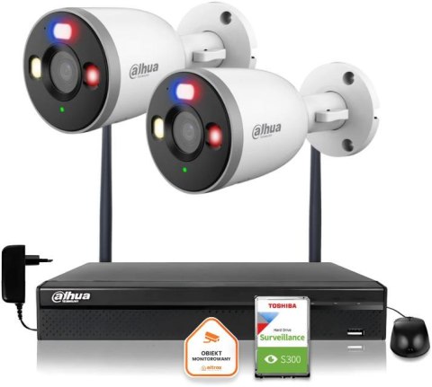 Zestaw monitoringu IP Dahua 2 Kamery tubowa WI-FI 5MPx aktywne odtraszanie LED IR do 30m