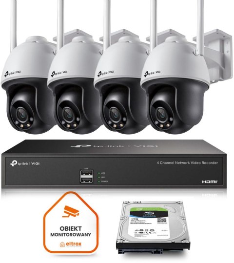 Monitoring zestaw z 4 kamerami obrotowymi PTZ TP-LINK VIGI C540-W WiFi 2K IR 30m