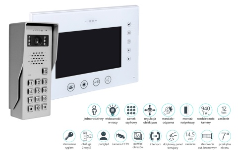 Vidos zestaw wideodomofonu z szyfratorem S50D i monitorem M670WS2
