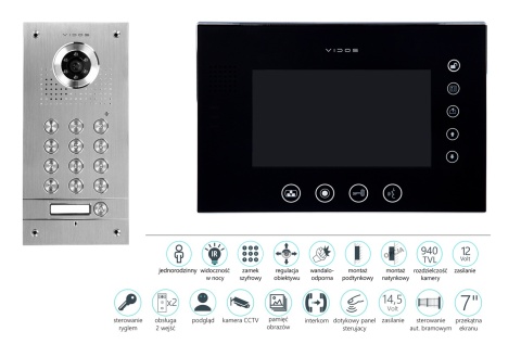 Wideodomofon Vidos S561D Monitor M670BS2 z szyfratorem