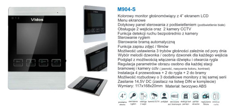 Zestaw jednorodzinny wideodomofonu. Skrzynka na listy z wideodomofonem. Monitor 4,3'' S551-SKP_M904S Zestaw jednorodzinny wideodomofonu. Skrzynka na listy z wideodomofonem. Monitor 4,3'' S551-SKP_M904S