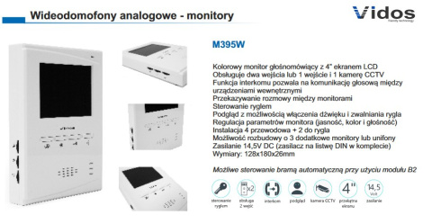 Zestaw jednorodzinny wideodomofonu VIDOS. Skrzynka na listy z wideodomofonem. Monitor 4'' S551-SKN_M395W