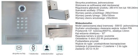 Zestaw jednorodzinny wideodomofonu VIDOS. Skrzynka na listy z wideodomofonem i szyfratorem . Monitor 7'' S561D-SKM_M323W Zestaw jednorodzinny wideodomofonu VIDOS. Skrzynka na listy z wideodomofonem i szyfratorem . Monitor 7'' S561D-SKM_M323W