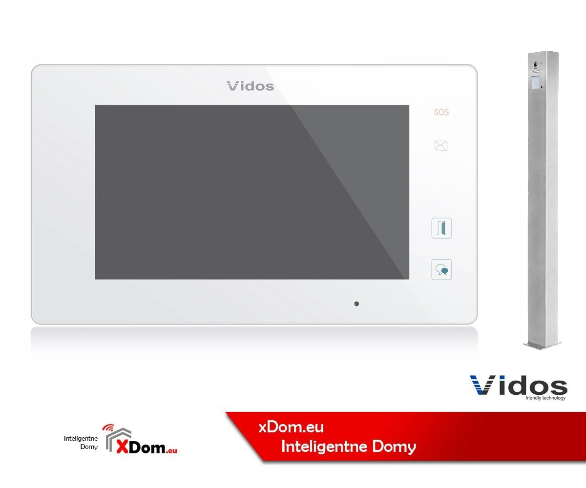 Zestaw jednorodzinny wideodomofonu VIDOS. Słupek z wideodomofonem. Monitor 7'' S1201-SP_M1021W Zestaw jednorodzinny wideodomofonu VIDOS. Słupek z wideodomofonem. Monitor 7'' S1201-SP_M1021W