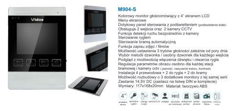 Zestaw jednorodzinny wideodomofonu Vidos. Skrzynka na listy z wideodomofonem i szyfratorem . Monitor 4,3'' S561D-SKM_M904S