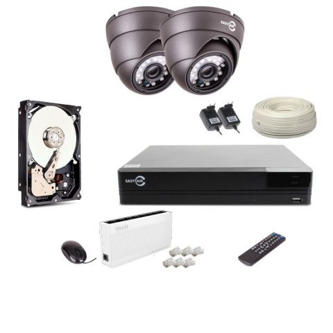 Zestaw monitoringu IP EASYCAM 2 kamery FULL HD 1080P REJESTRATOR HDD 1TB