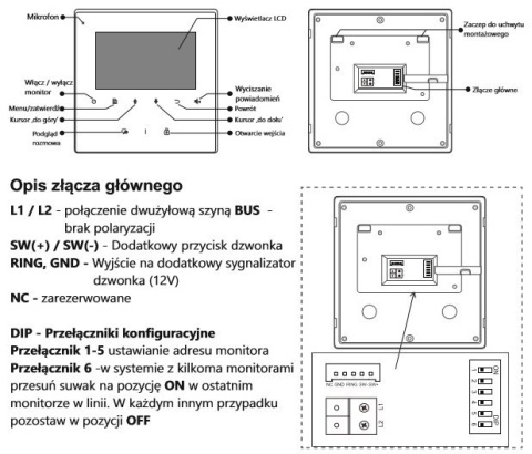 Vidos M1022B Monitor cyfrowy wideodomofonu SYSTEM VIDOS DUO