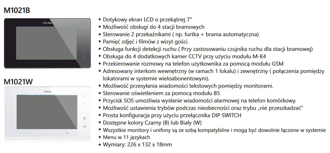 Zestaw Cyfrowy Vidos S1201-SKP Skrzynka na listy z wideodomofonem i czytnikiem kart, M1021B Monitor 7'' wideodomofonu Zestaw Cyfrowy Vidos S1201-SKP Skrzynka na listy z wideodomofonem i czytnikiem kart, M1021B Monitor 7'' wideodomofonu