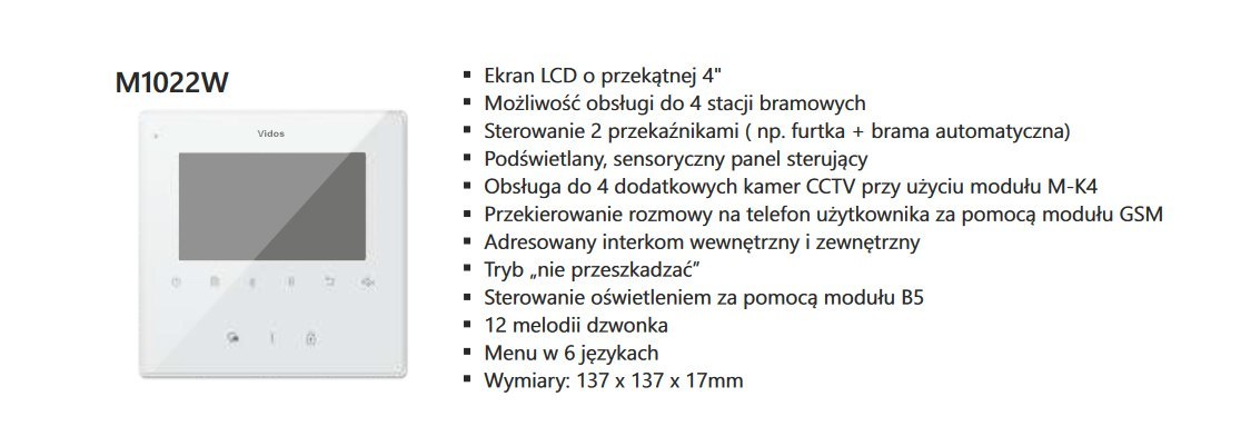 Zestaw Cyfrowy Vidos S1201-SKP Skrzynka na listy z wideodomofonem i czytnikiem kart, M1022W Monitor 4.3'' wideodomofonu Zestaw Cyfrowy Vidos S1201-SKP Skrzynka na listy z wideodomofonem i czytnikiem kart, M1022W Monitor 4.3'' wideodomofonu