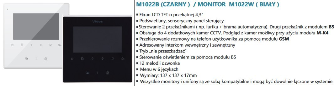 Zestaw Cyfrowy Vidos S1401D-SKM Skrzynka na listy z wideodomofonem i czytnikiem kart, M1022B Monitor 4.3'' wideodomofonu Zestaw Cyfrowy Vidos S1401D-SKM Skrzynka na listy z wideodomofonem i czytnikiem kart, M1022B Monitor 4.3'' wideodomofonu