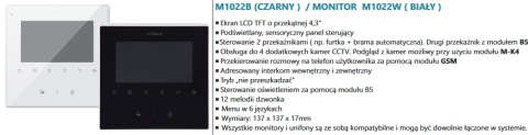 Zestaw Cyfrowy Vidos S1401D-SKM Skrzynka na listy z wideodomofonem i czytnikiem kart, M1022B Monitor 4.3'' wideodomofonu