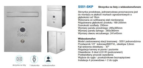 Zestaw Vidos S551-SKP Skrzynka na listy z wideodomofonem, Monitor 7'' wideodomofonu M690BS2 Zestaw Vidos S551-SKP Skrzynka na listy z wideodomofonem, Monitor 7'' wideodomofonu M690BS2