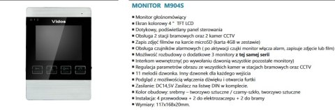 Zestaw jednorodzinny wideodomofonu VIDOS. Skrzynka na listy z wideodomofonem. Monitor 4'' S561D-SKP_M904S Zestaw jednorodzinny wideodomofonu VIDOS. Skrzynka na listy z wideodomofonem. Monitor 4'' S561D-SKP_M904S