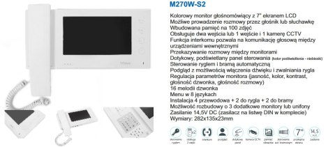 Zestaw jednorodzinny wideodomofonu VIDOS. Skrzynka na listy z wideodomofonem. Monitor 7'' S561D-SKP_M270W-S2 Zestaw jednorodzinny wideodomofonu VIDOS. Skrzynka na listy z wideodomofonem. Monitor 7'' S561D-SKP_M270W-S2