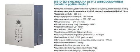 Zestaw jednorodzinny wideodomofonu VIDOS. Skrzynka na listy z wideodomofonem. Monitor 7'' S561D-SKP_M270W-S2 Zestaw jednorodzinny wideodomofonu VIDOS. Skrzynka na listy z wideodomofonem. Monitor 7'' S561D-SKP_M270W-S2