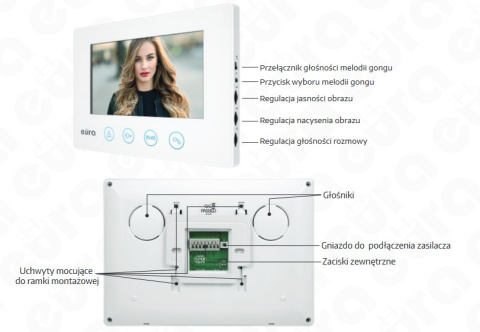 MONITOR ''EURA'' VDA-40A3 BLACK - ekran 7'', otwieranie 2 wejść, moduł WiFi, do wideodmofonów Eura Connect