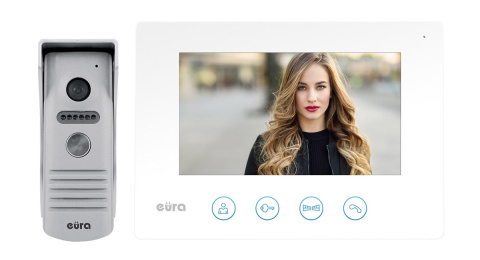 WIDEODOMOFON ''EURA'' VDP-40A3 ''FENIKS'' BIAŁY ekran 7'', monitor z WiFi, otwieranie 2 wejść, aplikacja Eura Connect