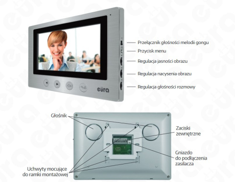 Zestaw Wideodomofonu Eura stacja bramowa z szyfratorem monitor 7'' VDA-80A3_VDA-20A3