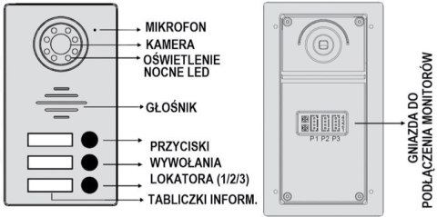 Zestaw Wideodomofonu Eura stacja bramowa, monitor 7'' kolor biały VDA-21A3_VDA-06A3 CZARNY