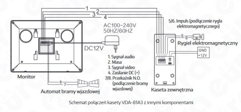 Zestaw Wideodomofonu WiFi Eura stacja bramowa, monitor 4,3'' kolor czarny VDA-81A3_VDA-16A3