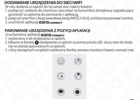 MONITOR ''EURA'' VDA-40A3 WHITE - ekran 7'', otwieranie 2 wejść, moduł WiFi