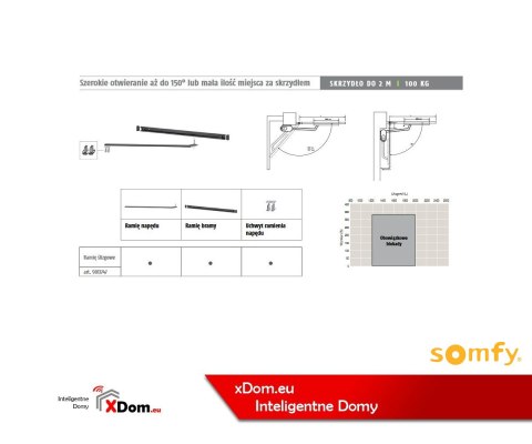 Somfy 9013744 Kątowe ramię prawe Axovia MULTIPRO z mocowaniem do silnika