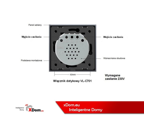 Włącznik dotykowy pojedynczy LIVOLO VL - C701 | Biały