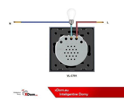 Włącznik dotykowy pojedynczy LIVOLO VL - C701 | Czarny