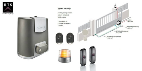 Somfy 1216368 Elixo 500 230V Comfort+ Pack (2 piloty 4-kanałowe Keygo, lampa Master Pro, fotokomórki)