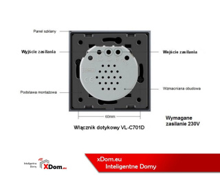 Ściemniacz dotykowy pojedynczy LIVOLO VL-C701D | Biały