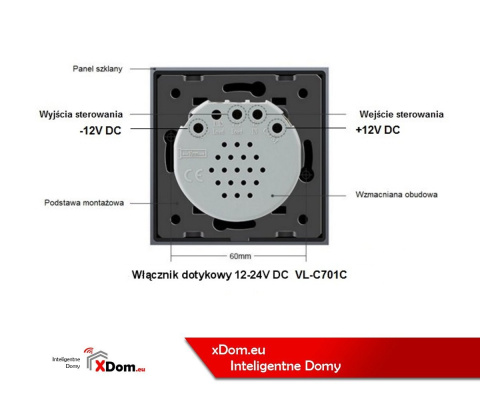 Włącznik dotykowy pojedynczy LIVOLO 12V DC VL-C701C | Biały