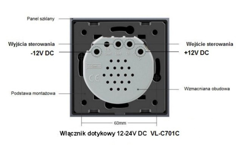 Włącznik dotykowy pojedynczy LIVOLO 12V DC VL-C701C | Szary