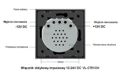 Włącznik dotykowy pojedynczy impulsowy LIVOLO VL-C701CH 12V DC | Szary