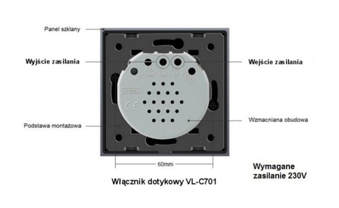 Włącznik dotykowy 2x pojedynczy LIVOLO VL-C7011 Kolor Biały