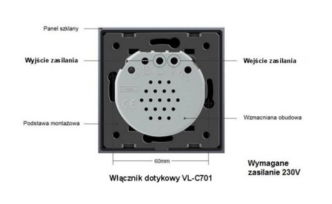 Włącznik dotykowy podwójny + podwójny LIVOLO VL-C7022 Kolor Szampański