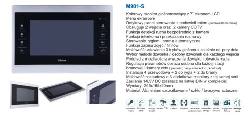 Zestaw jednorodzinny wideodomofonu. Skrzynka na listy z wideodomofonem. Monitor 7'' S551-SKP_M901SH Zestaw jednorodzinny wideodomofonu. Skrzynka na listy z wideodomofonem. Monitor 7'' S551-SKP_M901SH