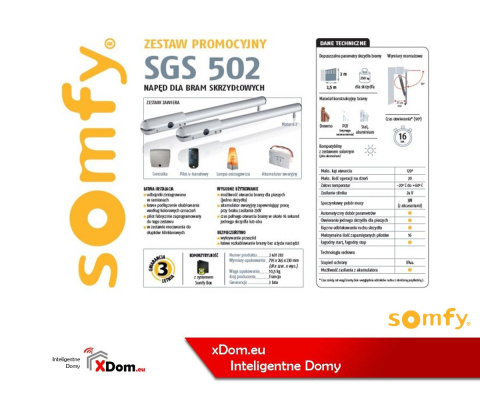 Somfy 2401282 Zestaw do bram skrzydłowych SGS 502