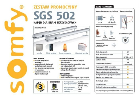 Somfy 2401282 Zestaw do bram skrzydłowych SGS 502