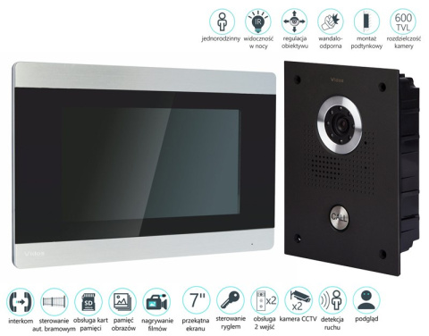 Zestaw jednorodzinny Vidos S551-B _ M901SH monitor 7'' Zestaw jednorodzinny Vidos S551-B _ M901SH monitor 7''