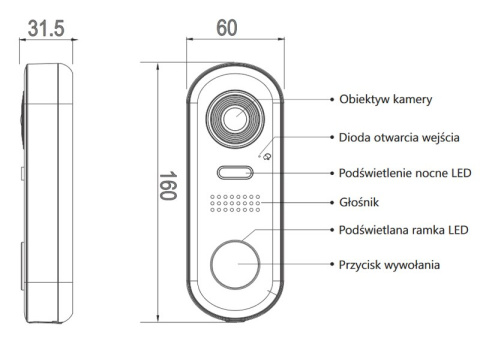 Zestaw jednorodzinny wideodomofonu cyfrowego Vidos Stacja bramowa S1001 monitor M1021W