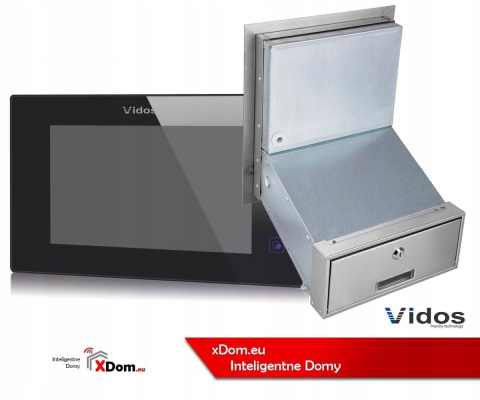 Zestaw wideodomofonu Vidos S1201A-SKM_M1021B Skrzynka na listy z wideodomofonem Monitor czarny 7'' Zestaw wideodomofonu Vidos S1201A-SKM_M1021B Skrzynka na listy z wideodomofonem Monitor czarny 7''