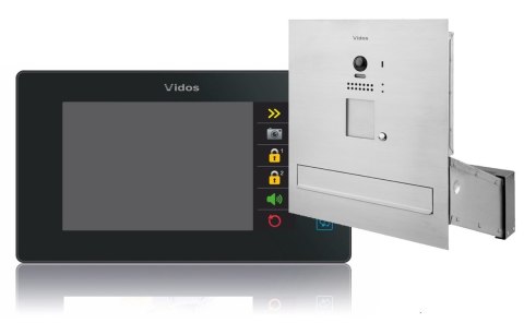 Zestaw wideodomofonu Vidos S1201A-SKM_M1021B Skrzynka na listy z wideodomofonem Monitor czarny 7'' Zestaw wideodomofonu Vidos S1201A-SKM_M1021B Skrzynka na listy z wideodomofonem Monitor czarny 7''