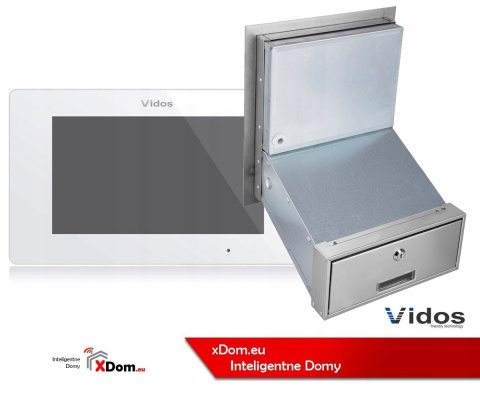 Zestaw wideodomofonu Vidos S1201A-SKM_M1021W Skrzynka na listy z wideodomofonem Monitor biały 7'' Zestaw wideodomofonu Vidos S1201A-SKM_M1021W Skrzynka na listy z wideodomofonem Monitor biały 7''