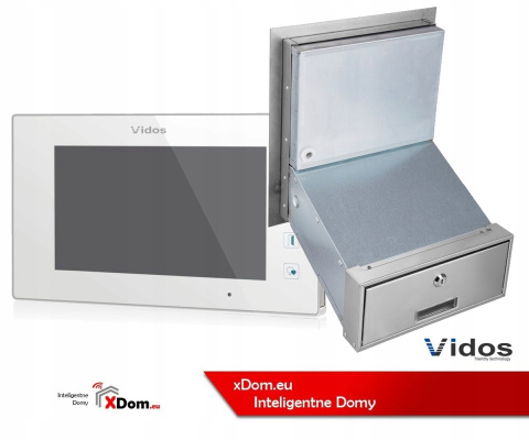 Zestaw wideodomofonu Vidos S1201A-SKM_M1021W Skrzynka na listy z wideodomofonem Monitor biały 7'' Zestaw wideodomofonu Vidos S1201A-SKM_M1021W Skrzynka na listy z wideodomofonem Monitor biały 7''