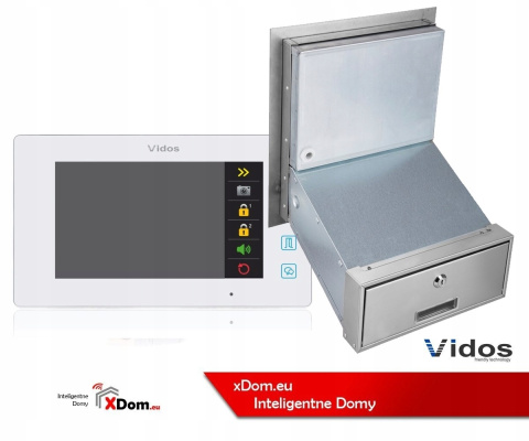 Zestaw wideodomofonu Vidos S1201A-SKM_M1021W Skrzynka na listy z wideodomofonem Monitor biały 7'' Zestaw wideodomofonu Vidos S1201A-SKM_M1021W Skrzynka na listy z wideodomofonem Monitor biały 7''