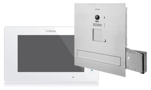 Zestaw wideodomofonu Vidos S1201A-SKM_M1021W Skrzynka na listy z wideodomofonem Monitor biały 7'' Zestaw wideodomofonu Vidos S1201A-SKM_M1021W Skrzynka na listy z wideodomofonem Monitor biały 7''