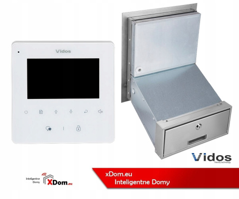 Zestaw wideodomofonu Vidos S1201A-SKM_M1022W Skrzynka na listy z wideodomofonem Monitor biały 4,3'' Zestaw wideodomofonu Vidos S1201A-SKM_M1022W Skrzynka na listy z wideodomofonem Monitor biały 4,3''