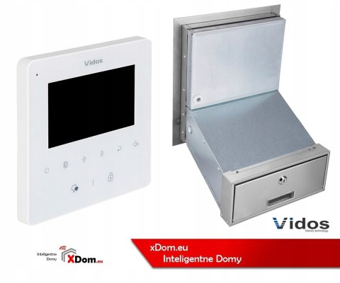 Zestaw wideodomofonu Vidos S1201A-SKM_M1022W Skrzynka na listy z wideodomofonem Monitor biały 4,3'' Zestaw wideodomofonu Vidos S1201A-SKM_M1022W Skrzynka na listy z wideodomofonem Monitor biały 4,3''